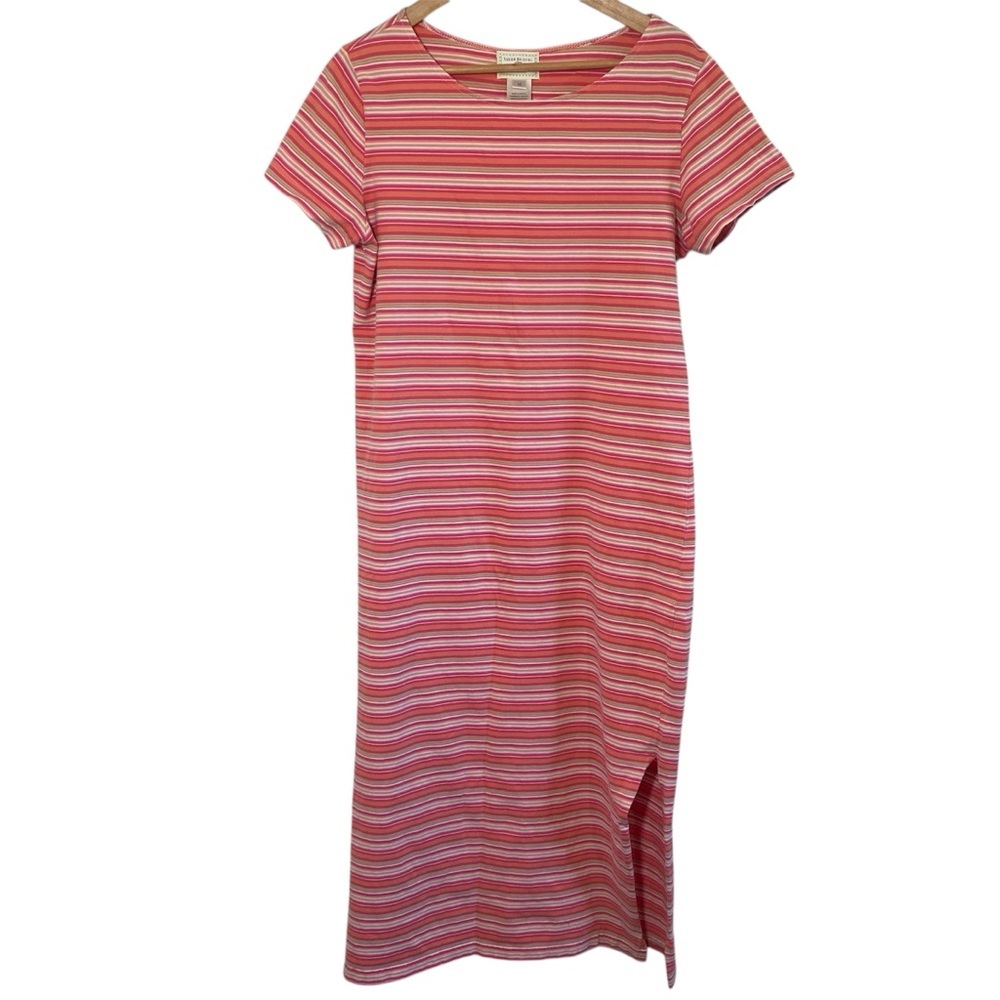 Susan‎ Bristol Casual Stripe Shirt Dress Size Medium Pink Stripe